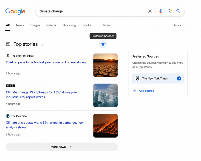 Google Preferred Sources Now Works in Every Language