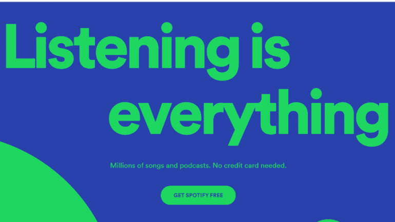 Best call to action landing pages: Spotify 