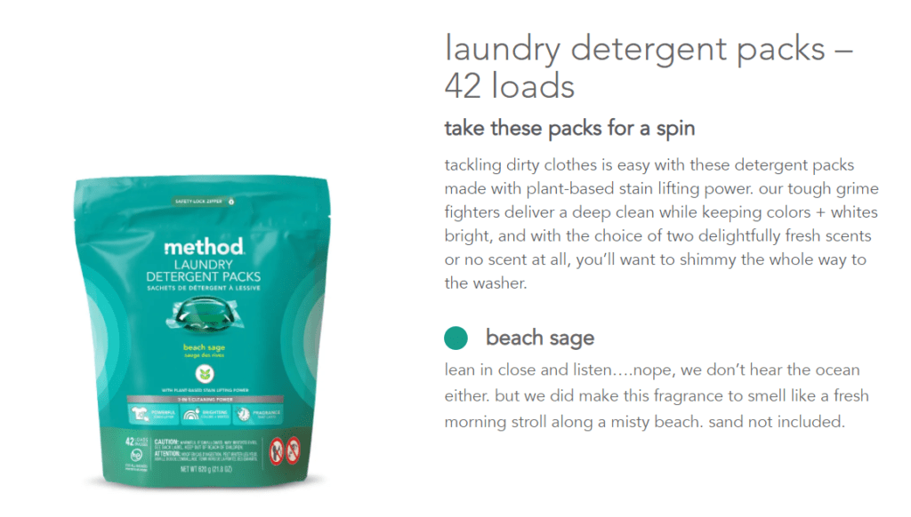 Laundry detergent pack - how to write product descriptions