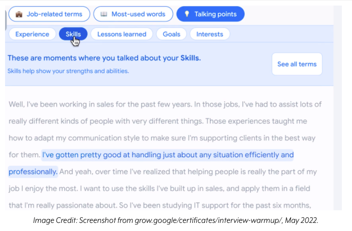Google's interview warm-up tool screenshot