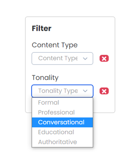filters option in WHub marketplace tool
