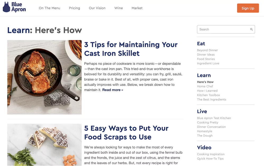 Blue Apron - an example of B2C content marketing