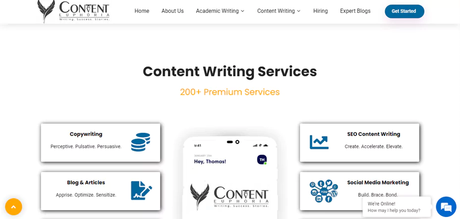 content euphoria content writing companies in India