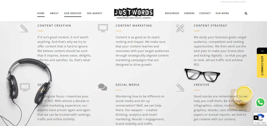 just words content writing companies in India