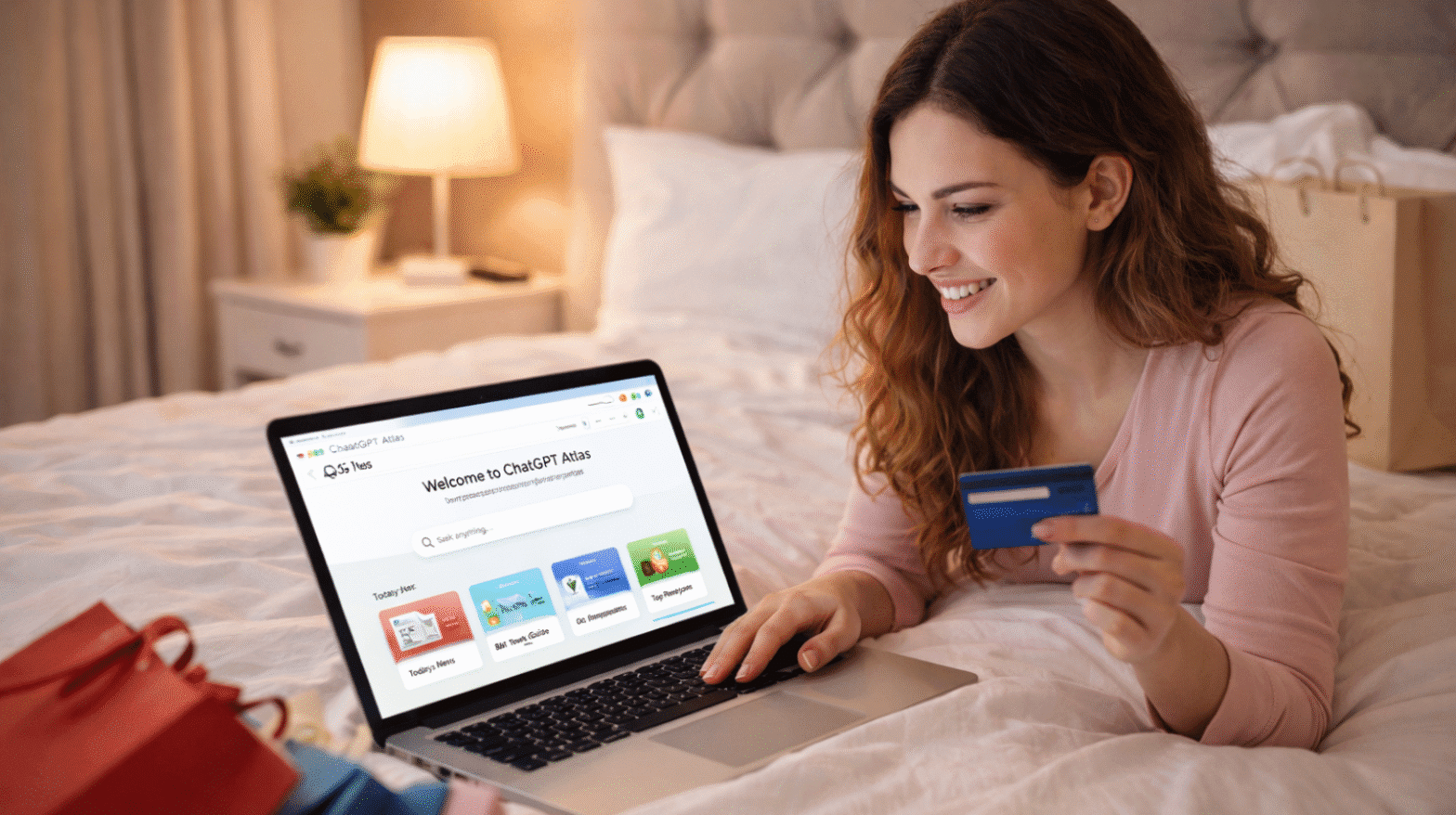 A woman shopping through ChatGPT Atlas